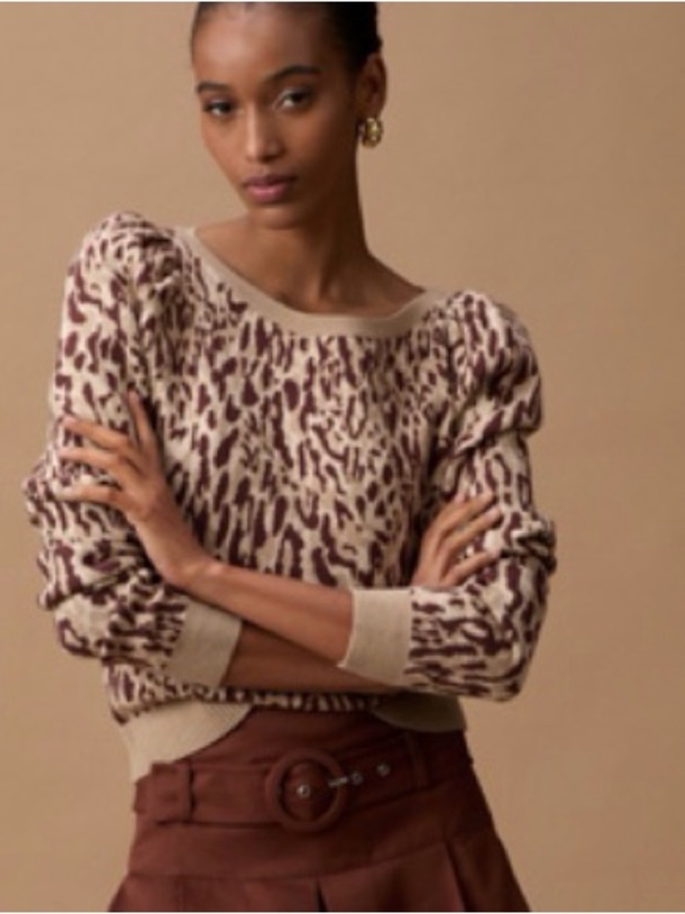 Anthropologie MAEVE PUFF-SLEEVE COMPACT PULLOVER SWEATER
